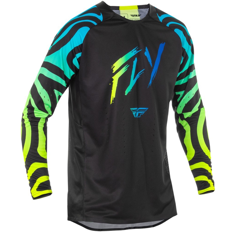 Motocross pelipaita FLY Racing Evolution musta-sininen-fluokokeltainen
