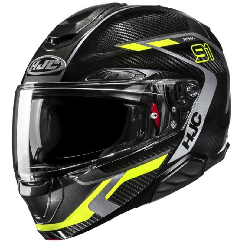Taitettava moottoripyöräilykypärä HJC RPHA 91 CARBON Lagos MC3H musta-fluo keltainen