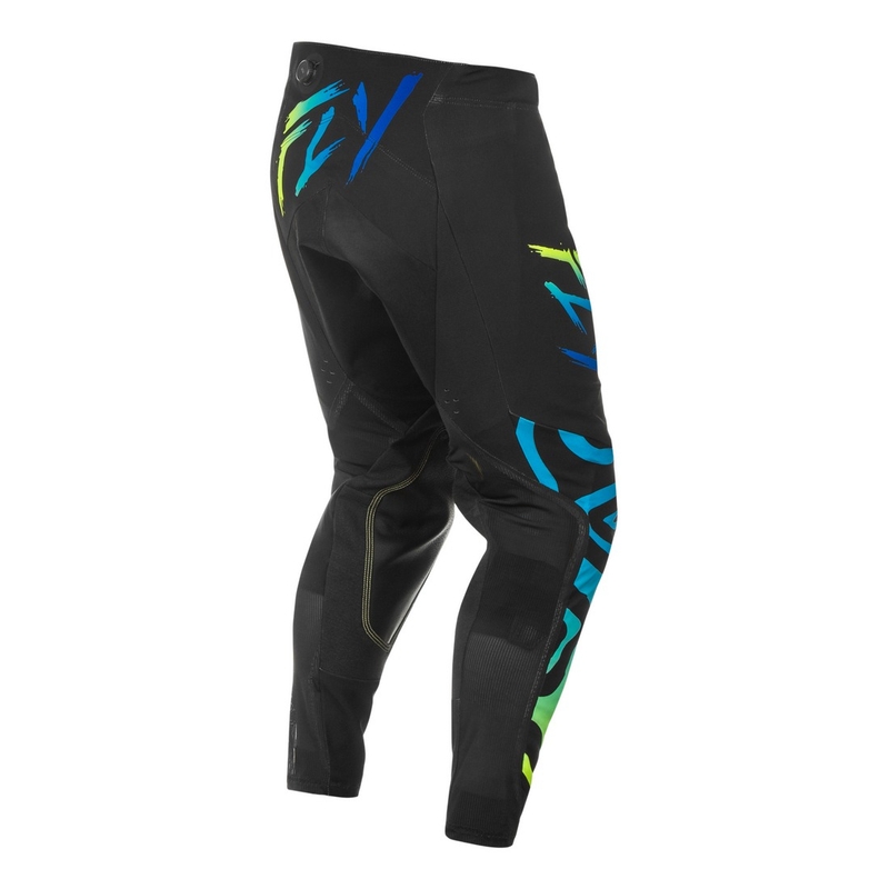 Motocross housut FLY Racing Evolution musta-sininen-fluokokeltainen