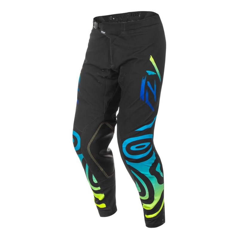 Motocross housut FLY Racing Evolution musta-sininen-fluokokeltainen