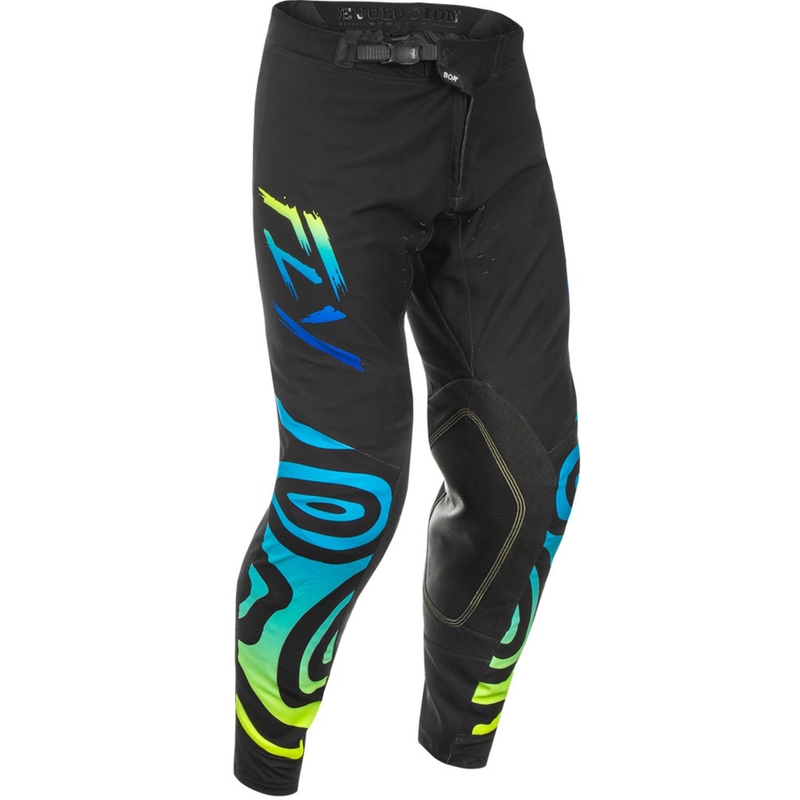 Motocross housut FLY Racing Evolution musta-sininen-fluokokeltainen
