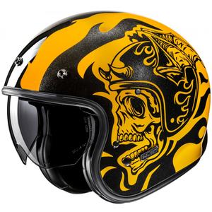 Avoin moottoripyöräilykypärä HJC V31 Flame MC3 kelta-musta