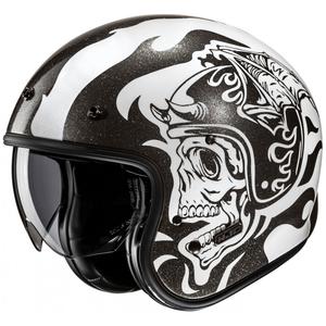 Avoin moottoripyöräilykypärä HJC V31 Flame MC5 musta ja valkoinen