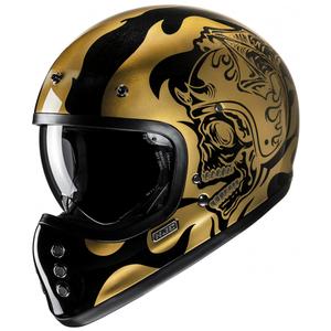 Integroitu moottoripyöräkypärä HJC V60 Flame MC9 kulta-musta