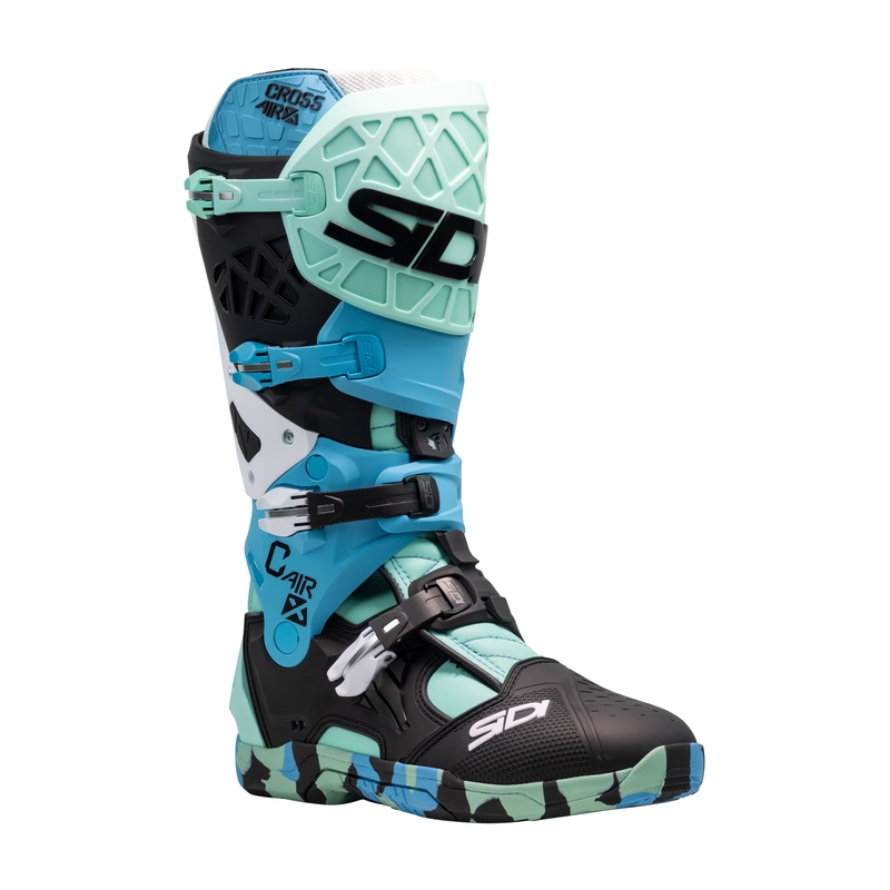 SiDi Crossair X musta ja turkoosi moottoripyöräsaappaat