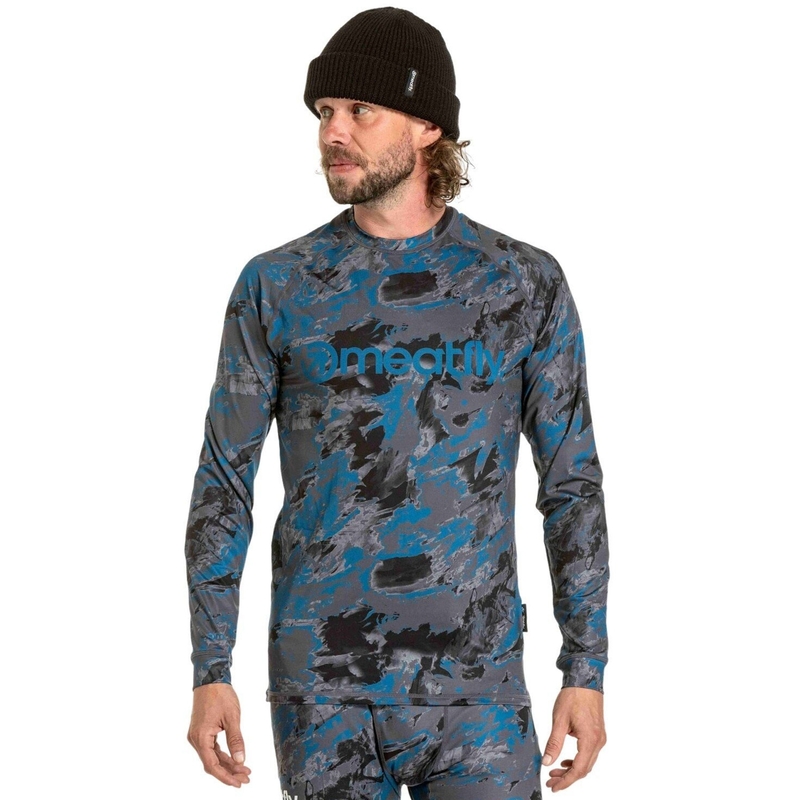 Miesten lämpö t-paita Meatfly Avery sininen-harmaa camo