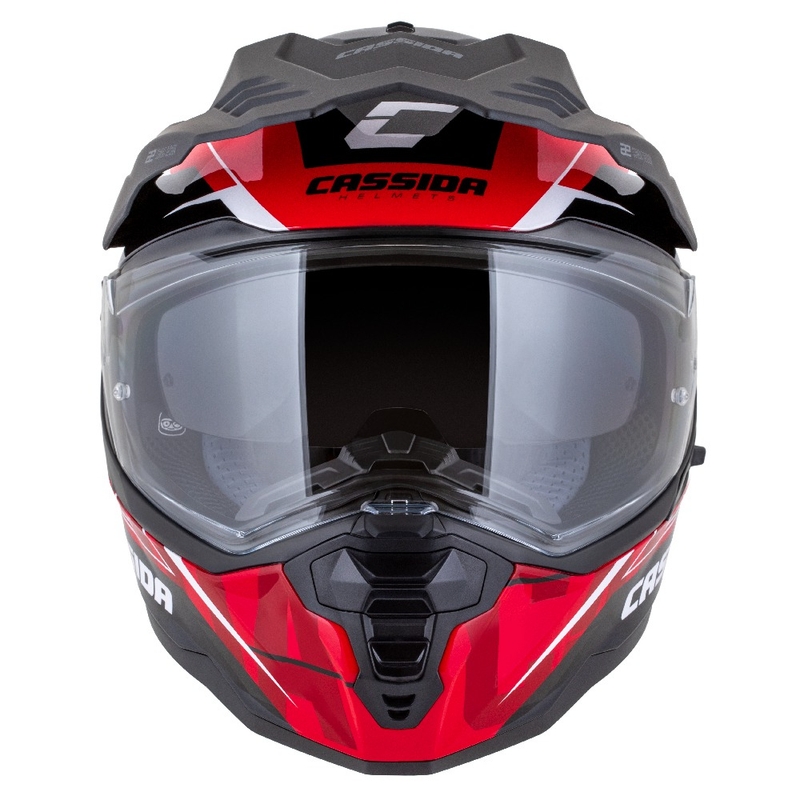 Enduro kypärä Cassida Road Runner TechniX punainen-musta-valko-harmaa