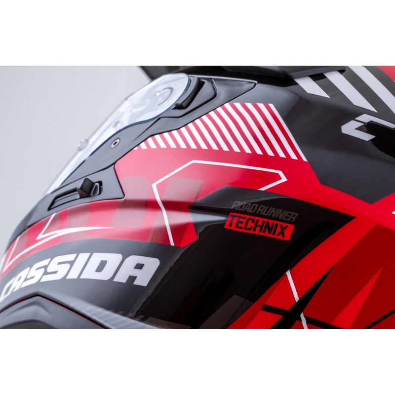 Enduro kypärä Cassida Road Runner TechniX punainen-musta-valko-harmaa