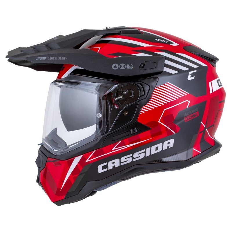 Enduro kypärä Cassida Road Runner TechniX punainen-musta-valko-harmaa