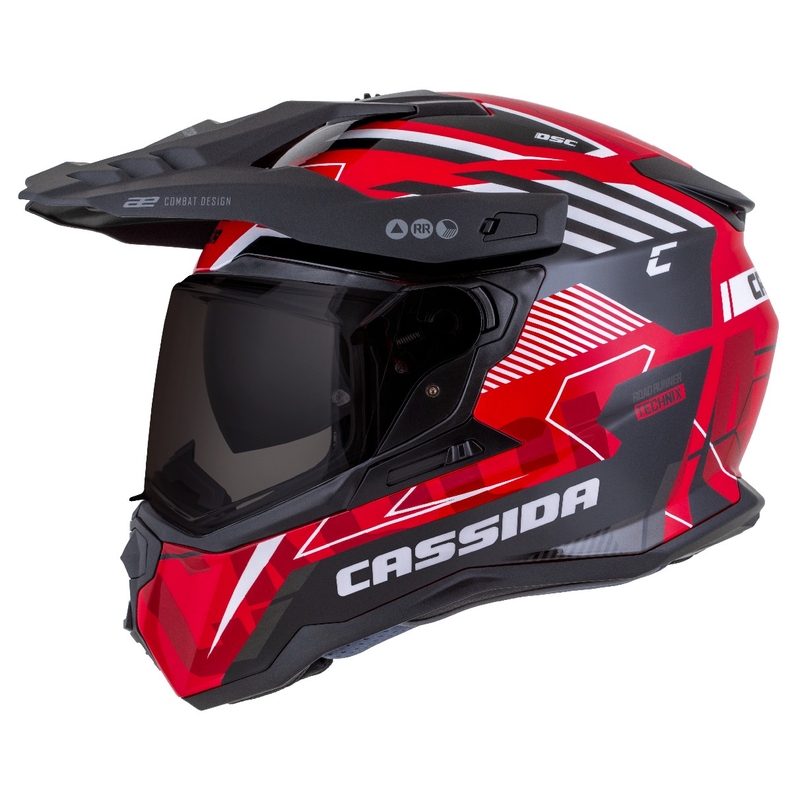 Enduro kypärä Cassida Road Runner TechniX punainen-musta-valko-harmaa