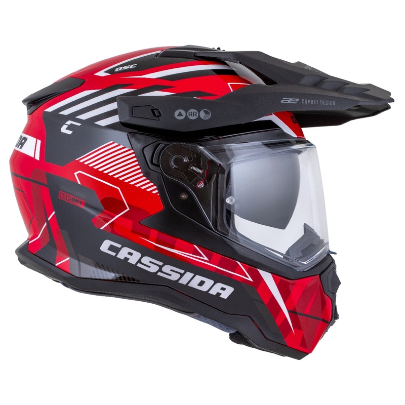 Enduro kypärä Cassida Road Runner TechniX punainen-musta-valko-harmaa