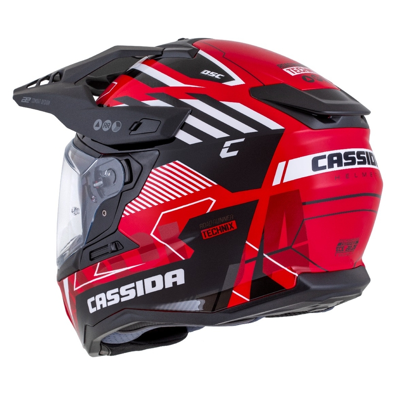 Enduro kypärä Cassida Road Runner TechniX punainen-musta-valko-harmaa