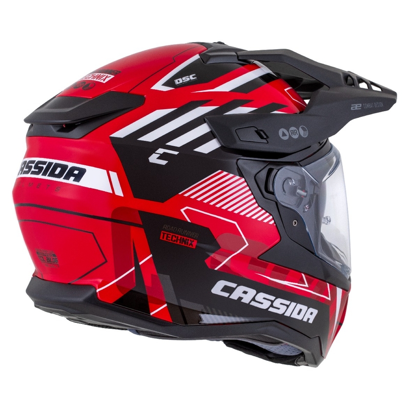Enduro kypärä Cassida Road Runner TechniX punainen-musta-valko-harmaa