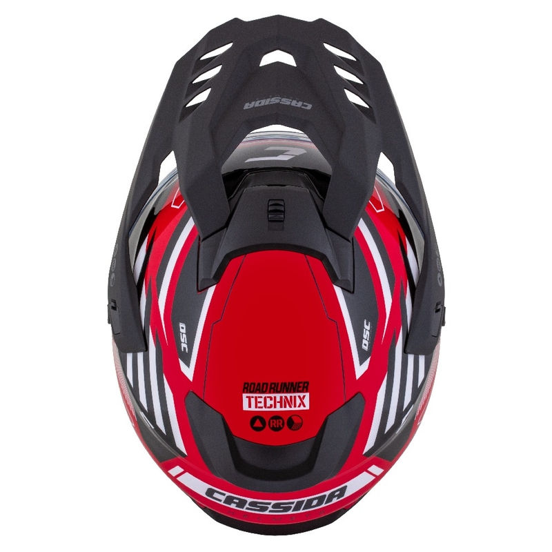 Enduro kypärä Cassida Road Runner TechniX punainen-musta-valko-harmaa