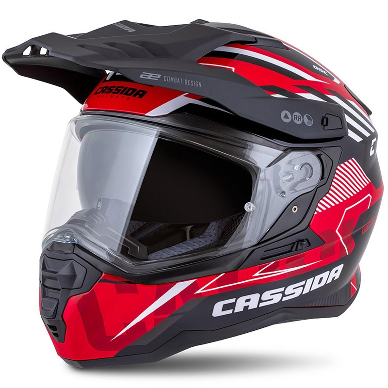 Enduro kypärä Cassida Road Runner TechniX punainen-musta-valko-harmaa