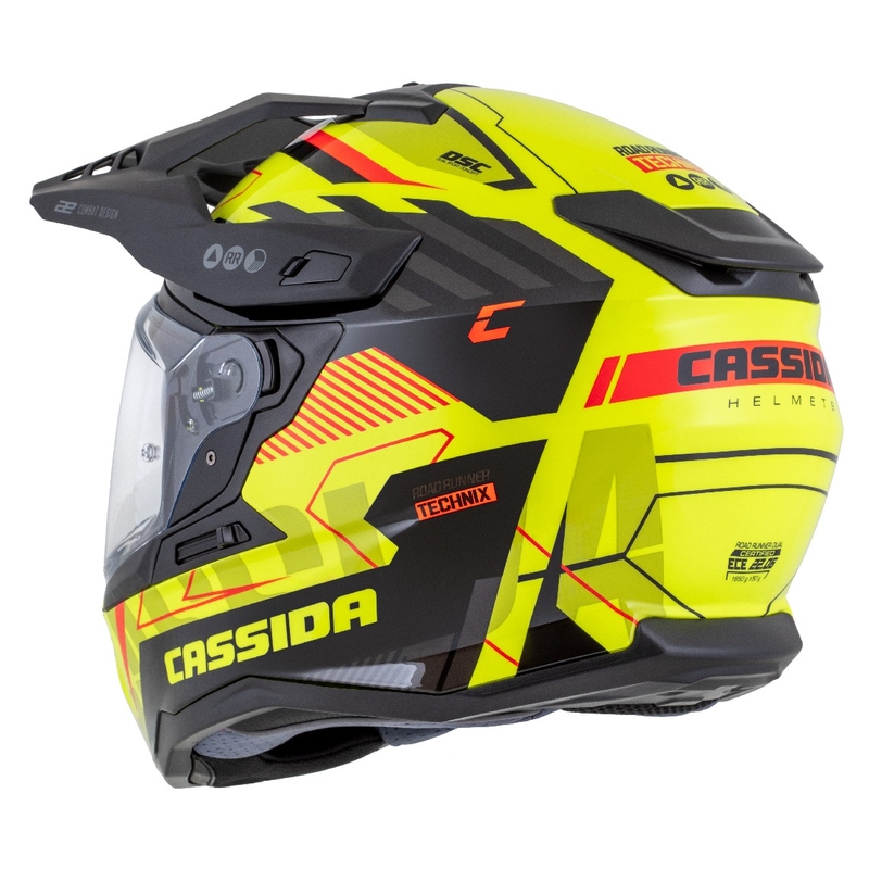 Enduro kypärä Cassida Road Runner TechniX fluo keltainen-musta-oranssi-harmaa