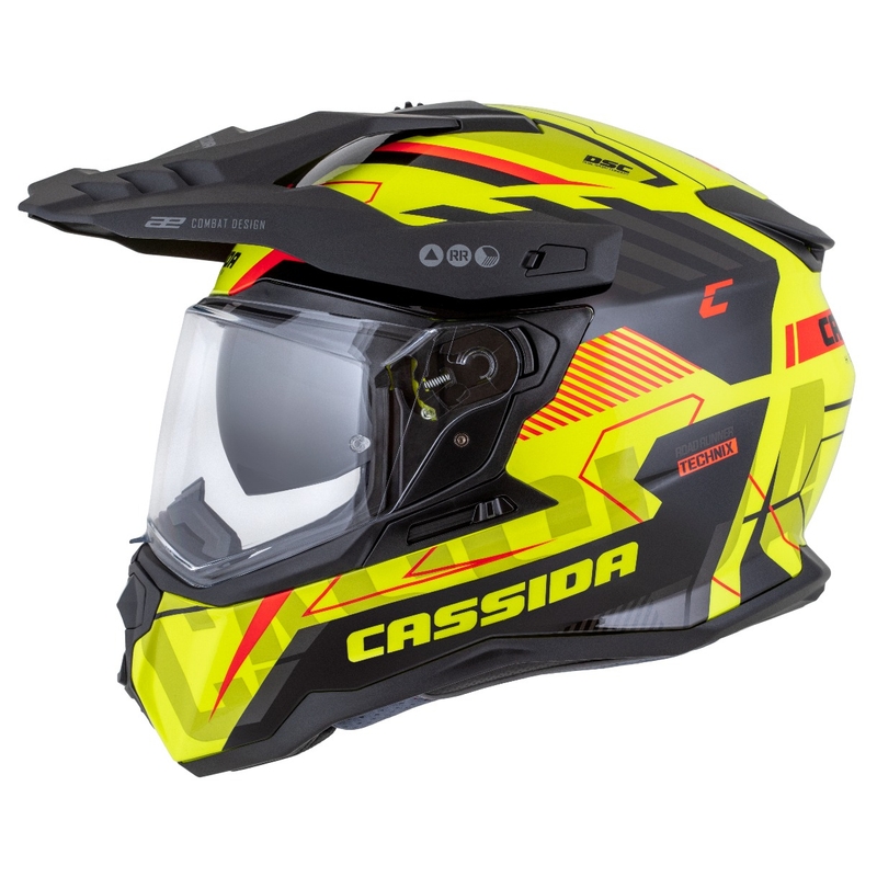 Enduro kypärä Cassida Road Runner TechniX fluo keltainen-musta-oranssi-harmaa