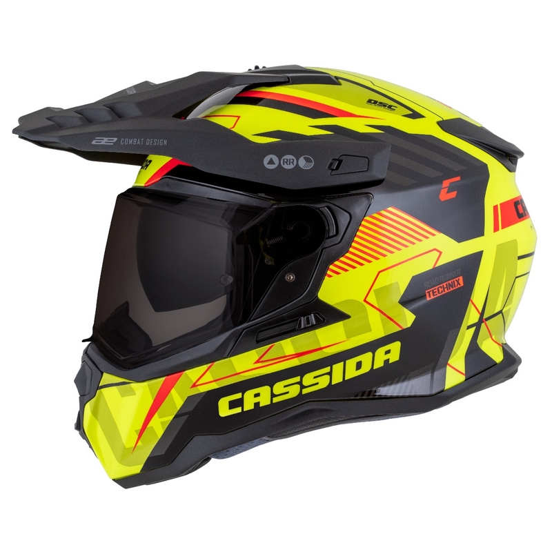 Enduro kypärä Cassida Road Runner TechniX fluo keltainen-musta-oranssi-harmaa