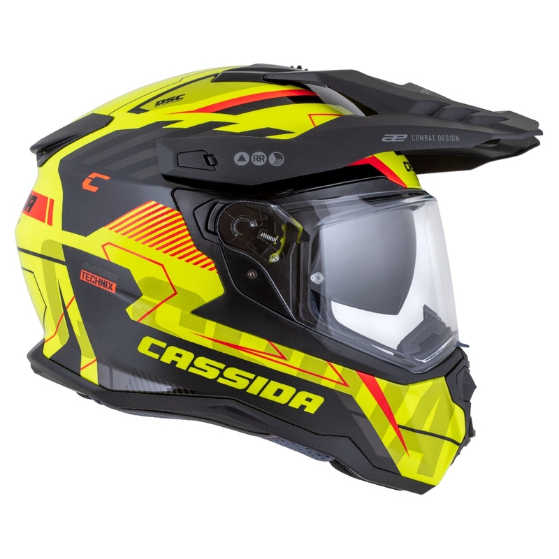 Enduro kypärä Cassida Road Runner TechniX fluo keltainen-musta-oranssi-harmaa