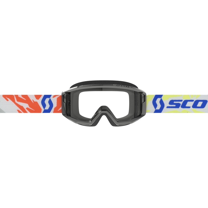 Lasten motocrosslasit SCOTT Primal Youth musta kirkkaalla pleksillä varustettuna.