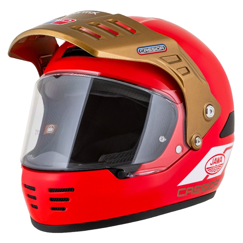 Enduro kypärä Cassida FormX Jawa RotaX punainen-valko-kultainen