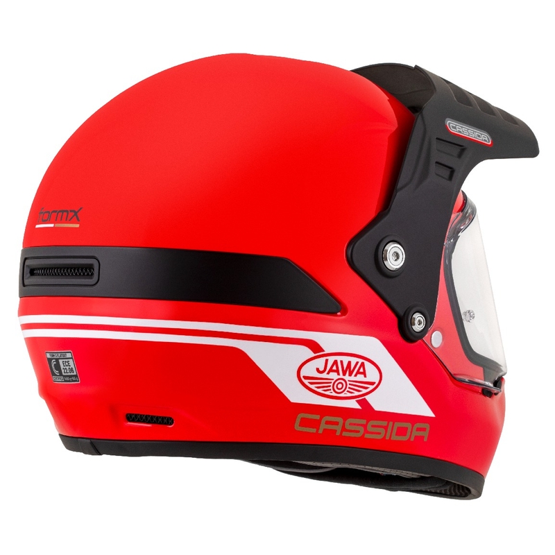 Enduro kypärä Cassida FormX Jawa RotaX punainen-valko-kultainen