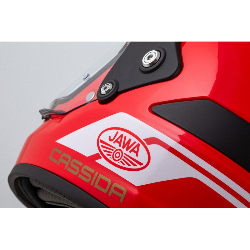 Enduro kypärä Cassida FormX Jawa RotaX punainen-valko-kultainen