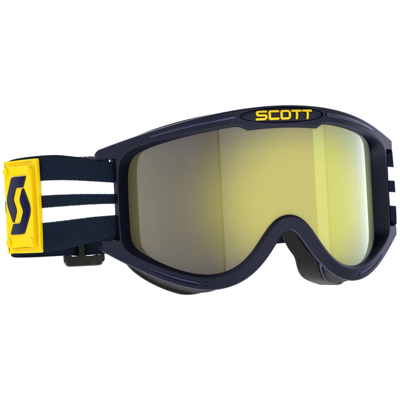 Motocross lasit SCOTT 89X Era sininen ja valkoinen keltaisella kromiplexillä varustettuna. alennusmyynti