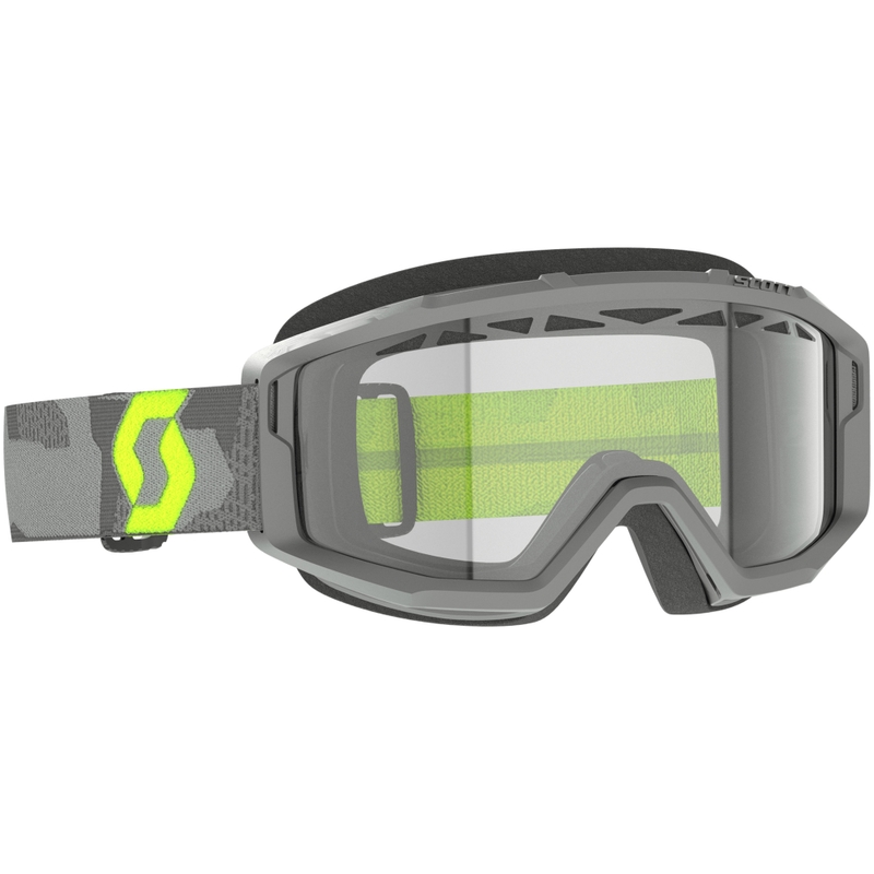 Motocross-silmälasit SCOTT Primal Enduro harmaa-fluo-keltainen kirkkaalla pleksillä.