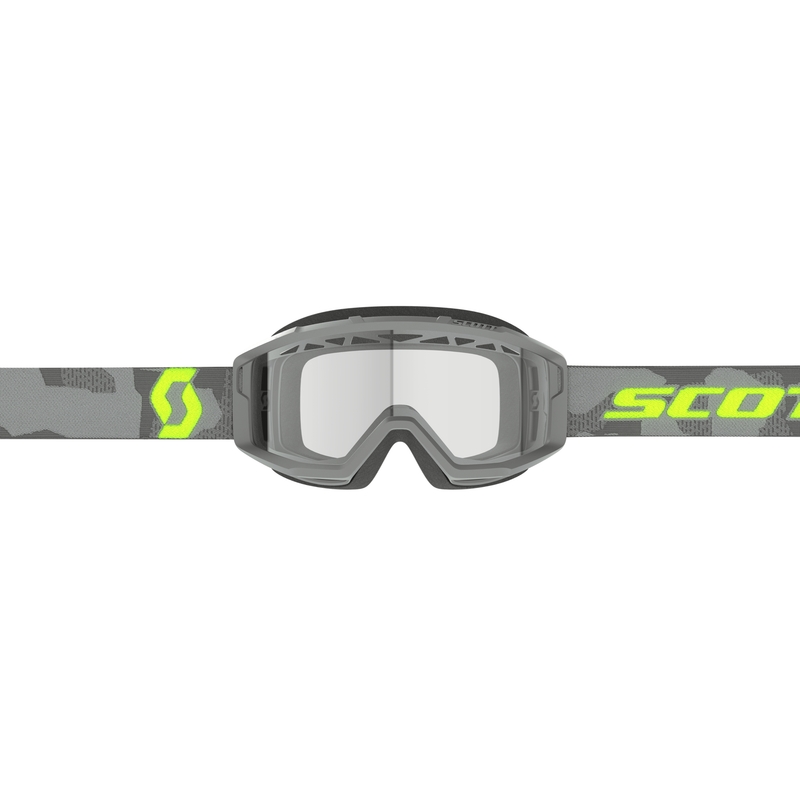 Motocross-silmälasit SCOTT Primal Enduro harmaa-fluo-keltainen kirkkaalla pleksillä.