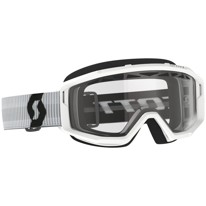 SCOTT Primal Enduro motocross lasit valkoinen kirkkaalla pleksillä varustettuna.
