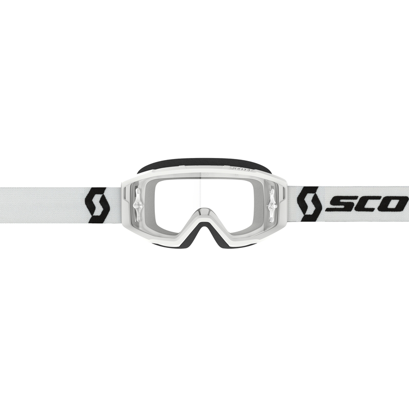Motocross-silmälasit SCOTT Primal Clear Clear valkoinen kirkkaalla pleksillä.