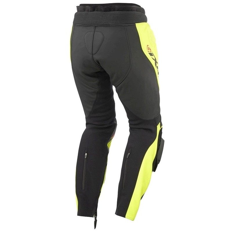 IXON Vortex 3 musta-fluo-keltaiset nahkaiset moottoripyöräilyhousut