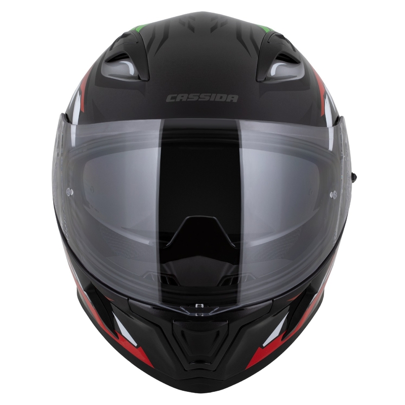 Integroitu kypärä Cassida Orbit Strix punainen-vihreä-harmaa-valko-musta