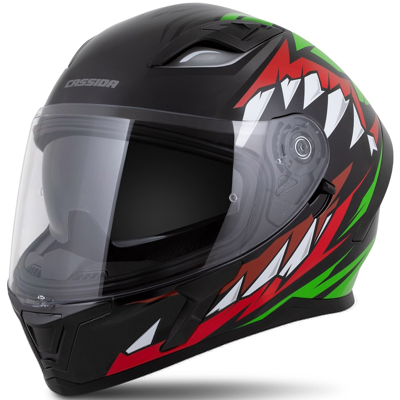 Integroitu kypärä Cassida Orbit Strix punainen-vihreä-harmaa-valko-musta