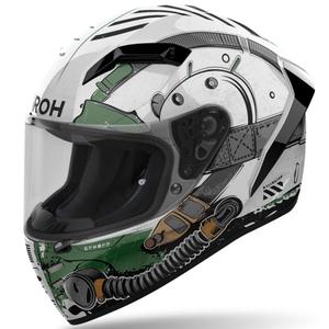 Integroitu moottoripyöräilykypärä Airoh CONNOR Alligator kiiltävä valkoinen-vihreä