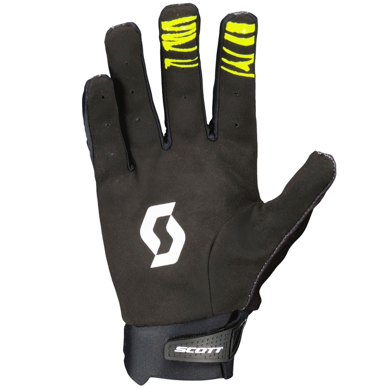 Motocross-hanskat SCOTT EVO DIRT musta-fluo-keltainen