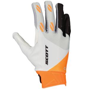 Motocross-hanskat SCOTT EVO RACE valkoinen-oranssi