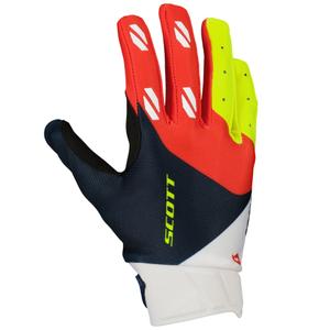 Motocross-hanskat SCOTT EVO RACE sininen-punainen-fluokokeltainen