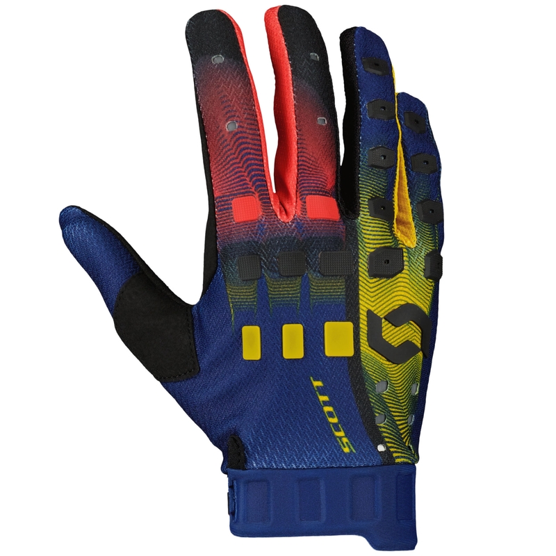 Motocross-hanskat SCOTT Podium PRO punainen-kelta-sininen