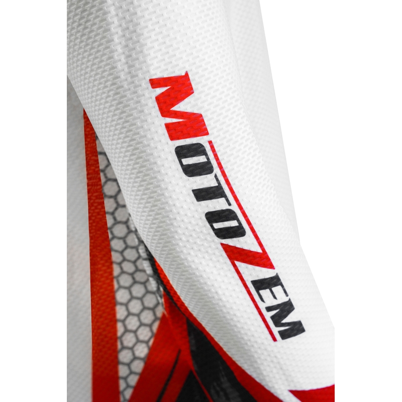 Motocross-paita MotoZem Ground MX valkoinen-musta-punainen