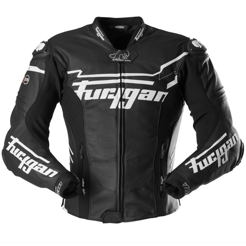 Furygan Sirius mustavalkoinen nahkainen moottoripyörätakki