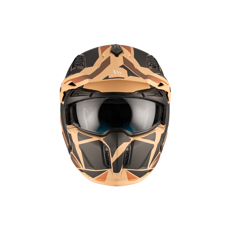 Avoin kypärä maskilla MT Streetfighter SV S P1R B9 musta-ruskea-beige
