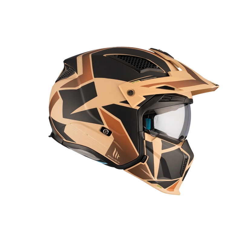 Avoin kypärä maskilla MT Streetfighter SV S P1R B9 musta-ruskea-beige