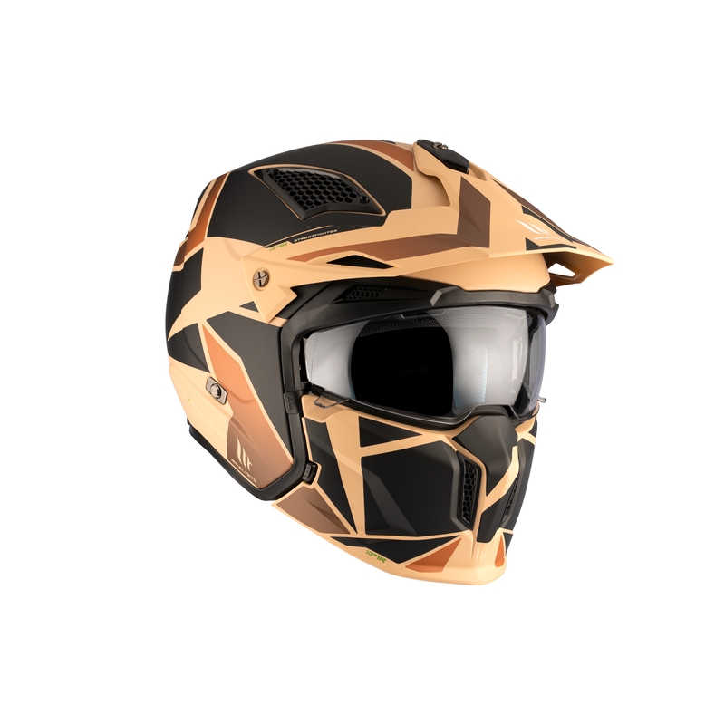 Avoin kypärä maskilla MT Streetfighter SV S P1R B9 musta-ruskea-beige