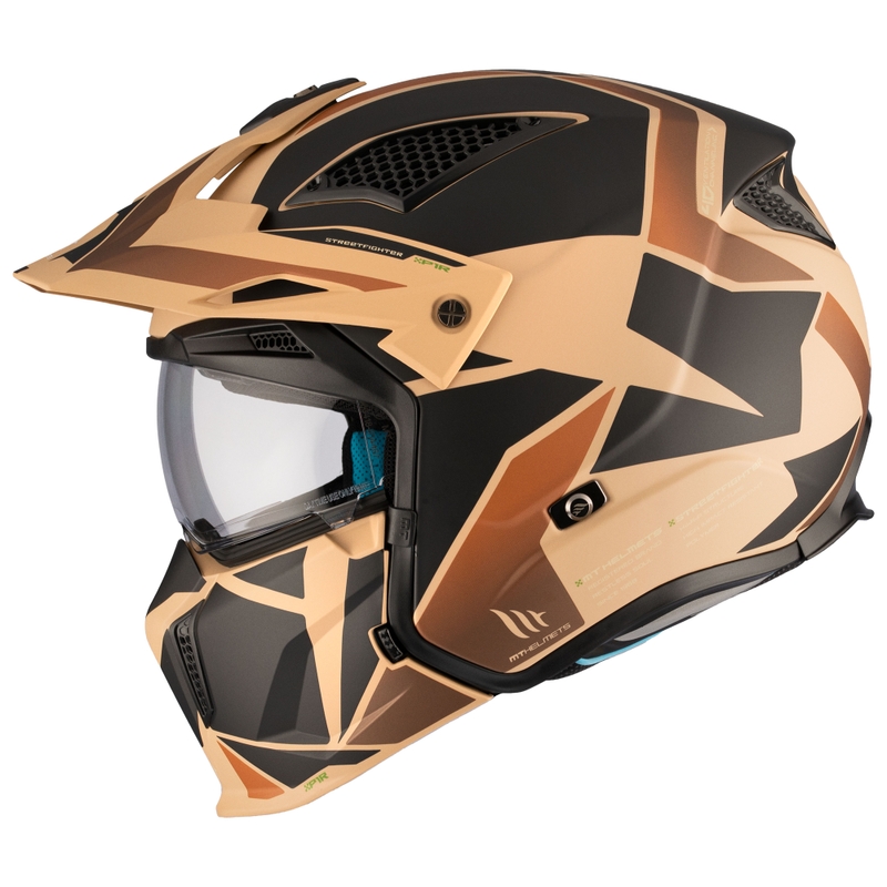 Avoin kypärä maskilla MT Streetfighter SV S P1R B9 musta-ruskea-beige
