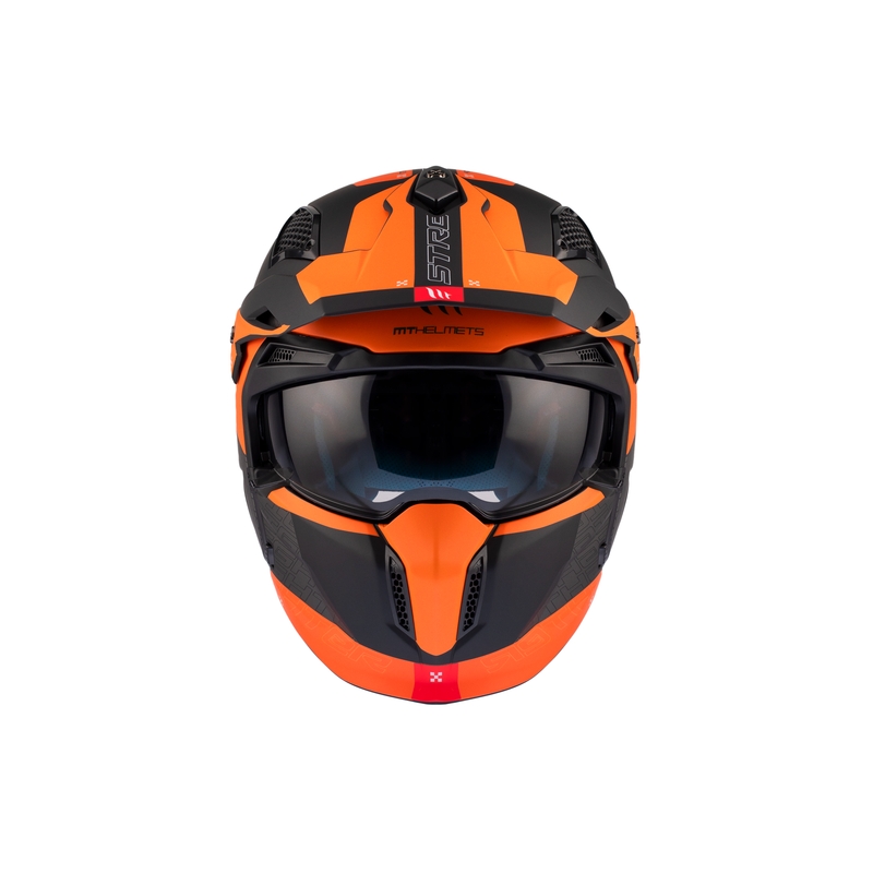 Otevřená přilba s maskou MT Streetfighter SV Totem B4 černo-šedo-oranžová