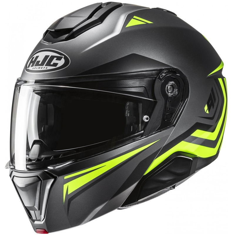 Flip-up moottoripyöräilykypärä HJC i91 Tricus MC3HSF musta-fluo keltainen
