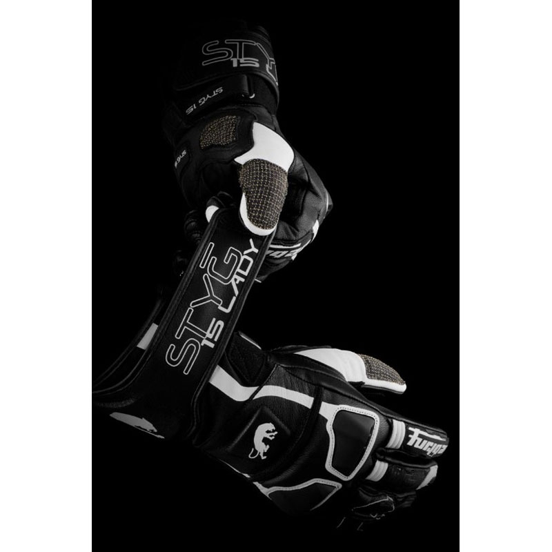 Naisten Furygan Styg 15 Lady Mustavalkoiset moottoripyöräkäsineet