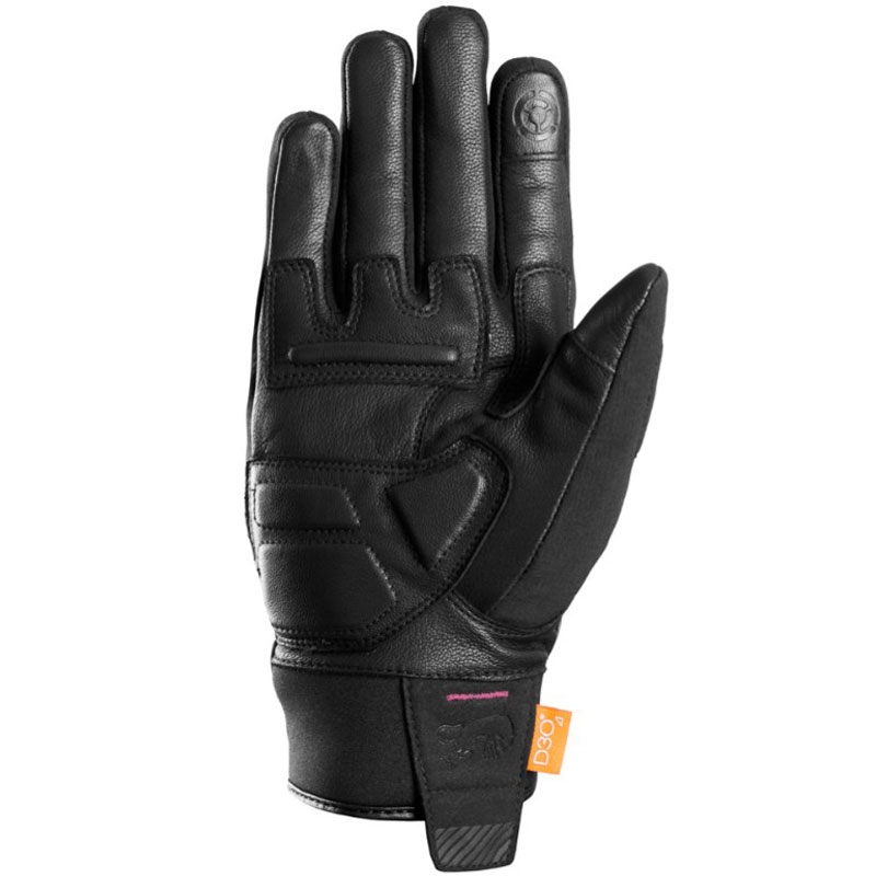 Naisten Furygan Jet Lady All Season D3O® Evo Mustat ja vaaleanpunaiset moottoripyöräkäsineet